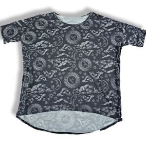 LulaRoe Irma Top Sz 3X Celestial Sun Moon Stars Plus Size Witchy Whimsigoth